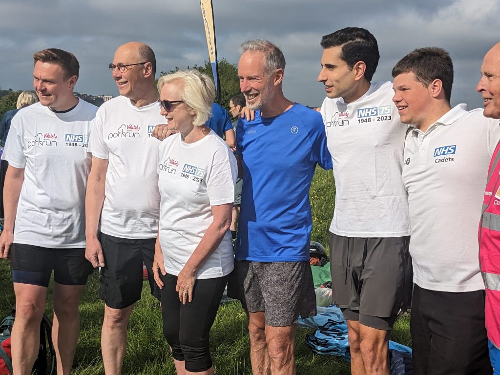 Dr Hussain Al-Zubaidi and NHS leaders at parkrun